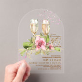 モダンなモクレン 水彩アクリル 結婚記念日 アクリル招待状 (インサイチュ (ポータブル))