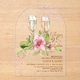 モダンなモクレン 水彩アクリル 結婚記念日 アクリル招待状