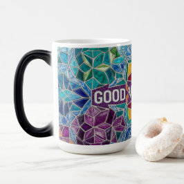 モダンなモザイク柄のセラミックマグカップ ポジティブな毎日を モーフィングマグカップ