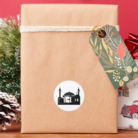 モダンなモスク建築ラインアート ラウンドシール