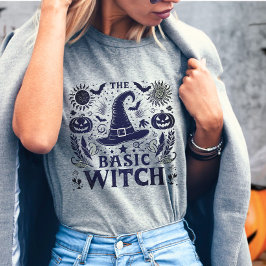 モダンなモノクロのベーシックウィッチハロウィン衣料 Tシャツ