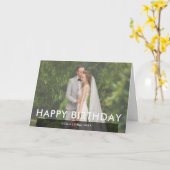 モダンなモノクロの誕生日写真デザイン カード (黄色い花)
