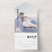 モダンなモノクロミニマルフォトウェディング オールインワン招待状 (内側)