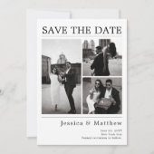 モダンなモノクロ写真の新聞風結婚式 セーブザデート (正面)