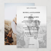 モダンなモノクロ写真の結婚式 招待状 (正面/裏面)