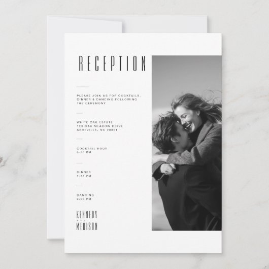 モダンなモノクロ写真の結婚披露宴カード 招待状 (正面)