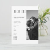 モダンなモノクロ写真の結婚披露宴カード 招待状 (スタンド正面)
