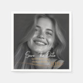 モダンなモノクロ写真 21歳の誕生日 Save th スタンダードカクテルナプキン (正面)