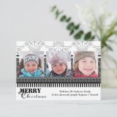 モダンなモノクロ3枚の写真 - クリスマスカード 3x5 招待状 (スタンド正面)