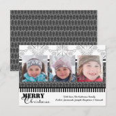 モダンなモノクロ3枚の写真 - クリスマスカード 3x5 招待状 (正面/裏面)