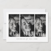 モダンなモノクロ3枚写真の結婚式 セーブザデート (正面)