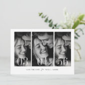 モダンなモノクロ3枚写真の結婚式 セーブザデート (スタンド正面)
