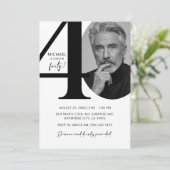 モダンなモノクロ40歳写真誕生日パーティー 招待状 (スタンド正面)
