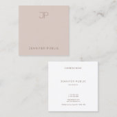 モダンなモノグラムのお洒落で明白な専門のエレガント スクエア名刺 (正面/裏面)