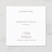 モダンなモノグラムのお洒落で明白な専門のエレガント スクエア名刺 (裏面)