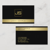 モダンなモノグラムのエレガントで黒い金ゴールドを向くこと 名刺 (正面/裏面)