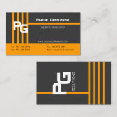 モダンなモノグラムのオレンジ 名刺 (正面/裏面)