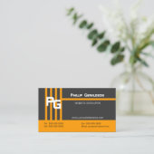 モダンなモノグラムのオレンジ 名刺 (スタンド正面)