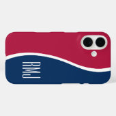モダンなモノグラムのカーブデザイン 赤 白 青 DIY Case-Mate iPhoneケース (裏面 (横))