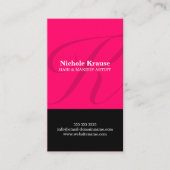 モダンなモノグラムのショッキングピンク 名刺 (正面)
