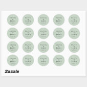 モダンなモノグラムのセージグリーン ウェディング ラウンドシール (シート)