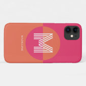 モダンなモノグラムのレトロピンクオレンジ幾何学模様 Case-Mate iPhoneケース (裏面(横))