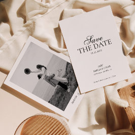 モダンなモノグラムの写真付き結婚式Save the Date セーブザデート