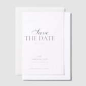 モダンなモノグラムの写真付き結婚式Save the Date ベラム紙招待状 (オフセット)
