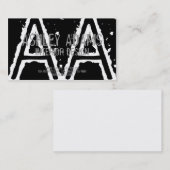 モダンなモノグラムの名刺の黒 名刺 (正面/裏面)