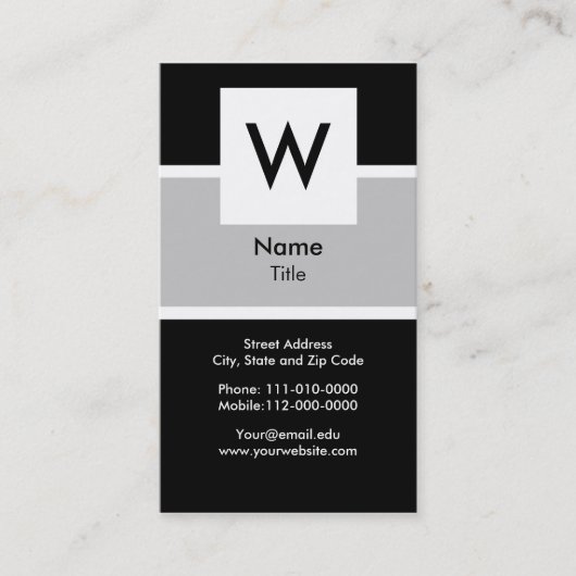 モダンなモノグラムの名刺 名刺 (正面)