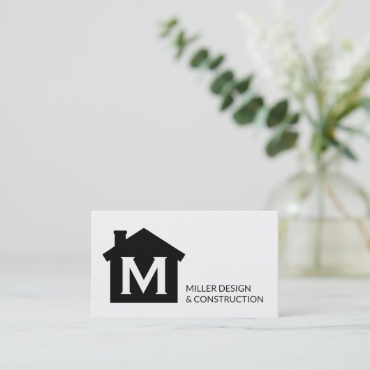 モダンなモノグラムの建築業者の建築家の不動産 名刺 (スタンド正面)