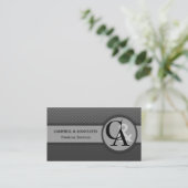 モダンなモノグラムの灰色の名刺 名刺 (スタンド正面)