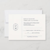 モダンなモノグラムの結婚式RSVP 出欠カード (正面)
