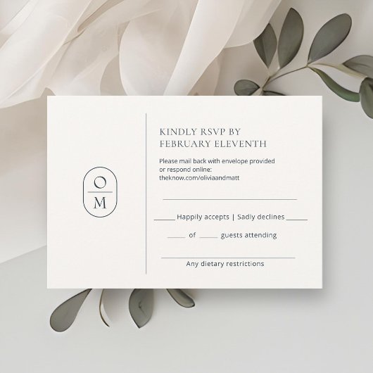 モダンなモノグラムの結婚式RSVP 出欠カード
