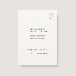モダンなモノグラムの結婚式RSVP 出欠カード