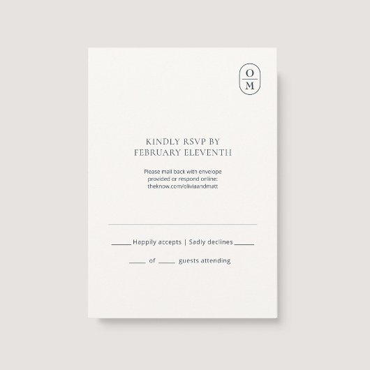 モダンなモノグラムの結婚式RSVP 出欠カード