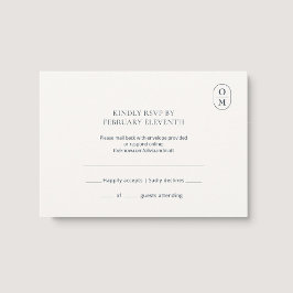 モダンなモノグラムの結婚式RSVP 出欠カード
