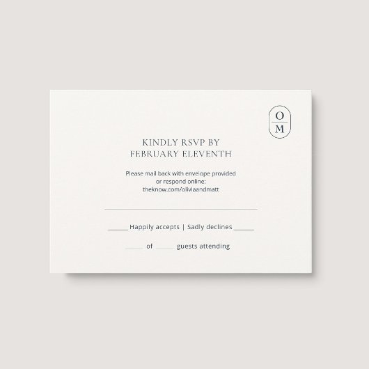 モダンなモノグラムの結婚式RSVP 出欠カード