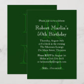 モダンなモノグラムの誕生日招待状（緑） 招待状 (正面/裏面)