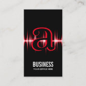 モダンなモノグラムの赤い脈拍のプロフェッショナル 名刺 (正面)