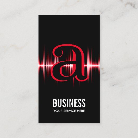 モダンなモノグラムの赤い脈拍のプロフェッショナル 名刺 (正面)