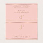 モダンなモノグラムの赤面のピンクの金ゴールドのシンプルのテンプレート 名刺 (外部フラット)