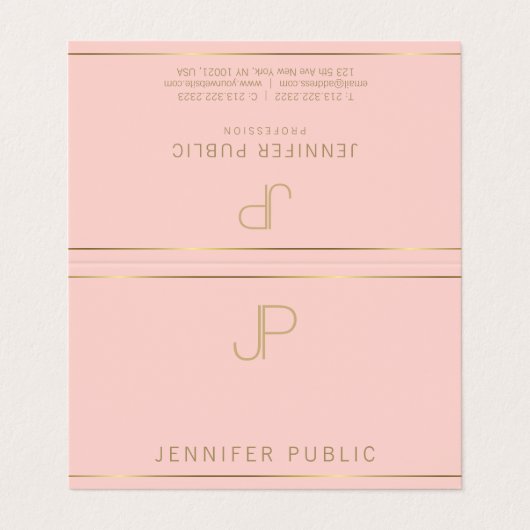 モダンなモノグラムの赤面のピンクの金ゴールドのシンプルのテンプレート 名刺 (外部フラット)