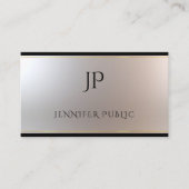 モダンなモノグラムの金ゴールドの銀の流行の平野 名刺 (正面)