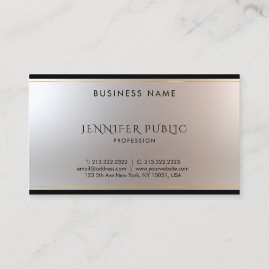 モダンなモノグラムの金ゴールドの銀の流行の平野 名刺 (裏面)