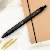 モダンなモノグラムスクリプトカリグラフィー ブラックゴールド ネーム 黒ボールペン