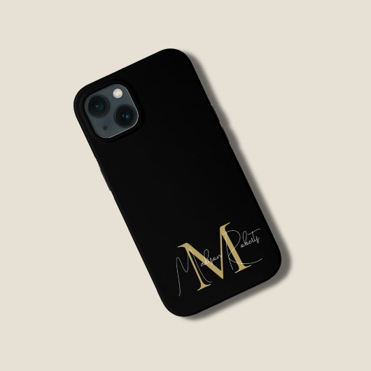 モダンなモノグラムスクリプトネームロゴ ブラック Case-Mate iPhoneケース