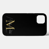 モダンなモノグラムスクリプトネームロゴ ブラック Case-Mate iPhoneケース (裏面 (横))
