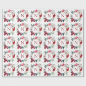 モダンなモノグラムパーソナライズドフラワーの結婚式 ラッピングペーパー (フラット)