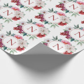 モダンなモノグラムパーソナライズド フラワーの結婚式 ラッピングペーパー (角)